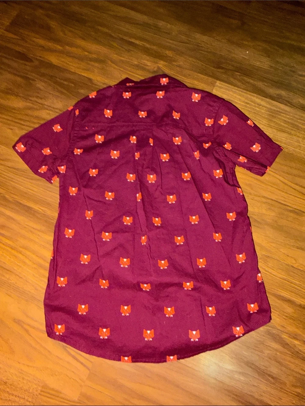 The Children's Place Burgundy Short-Sleeve Button-Up with Fox Print